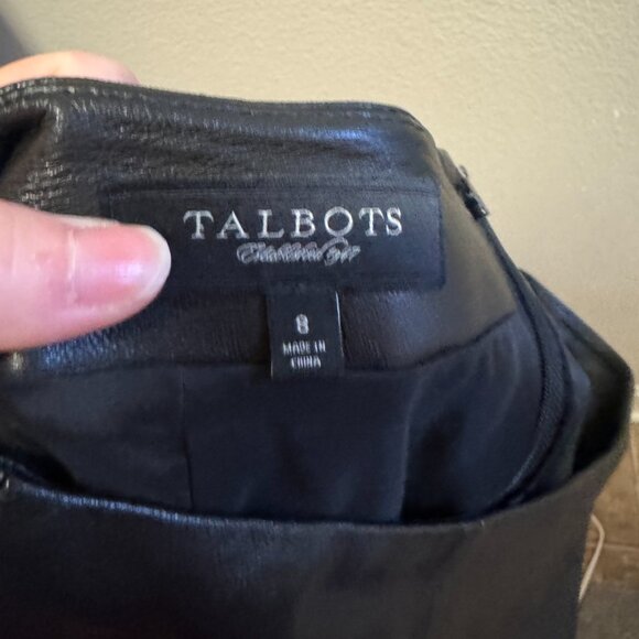 Talbots Black Genuine Leather Pencil Skirt | Size 8 | Classic - Picture 3 of 5